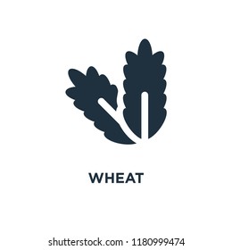 Wheat icon. Black filled vector illustration. Wheat symbol on white background. Can be used in web and mobile.