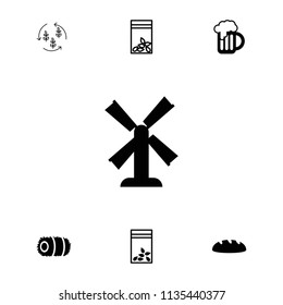 Wheat icon. collection of 7 wheat filled and outline icons such as mill, seed bag, beer mug, hay, bread. editable wheat icons for web and mobile.