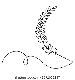 Wheat  icon continuous one line drawing  outline vector illustration