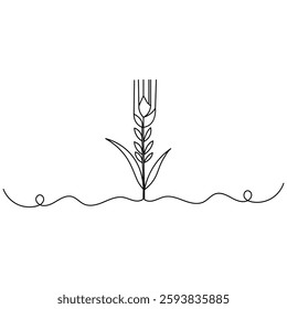 Wheat icon continuous one line drawing outline vector illustration