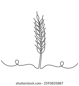 Wheat icon continuous one line drawing outline vector illustration