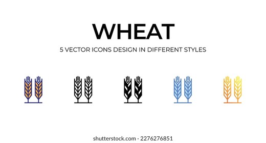 wheat Icon Design in Five style with Editable Stroke. Line, Solid, Flat Line, Duo Tone Color, and Color Gradient Line. Suitable for Web Page, Mobile App, UI, UX and GUI design.