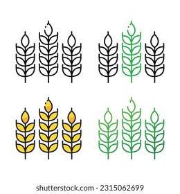 Wheat icon design in four variation color