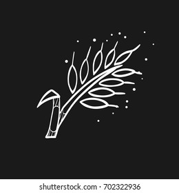 Wheat icon in doodle sketch lines. Cereal seeds baking gluten harvest