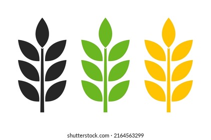 Wheat icon. Ear of wheat. Icon of seed for grain, barley, rye, corn and rice. Logo for bread, gluten and fiber. Symbol for agriculture, bakery, plant and food. Vector.