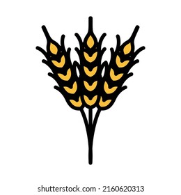 Wheat Icon. Editable Bold Outline With Color Fill Design. Vector Illustration.