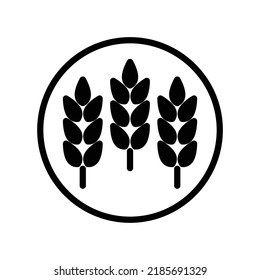 Wheat icon for fibers mark in black solid style