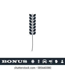 Wheat icon flat. Black pictogram on white background. Vector illustration symbol and bonus button
