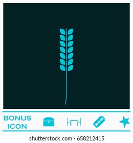 Wheat icon flat. Blue pictogram on dark background. Vector illustration symbol and bonus icons