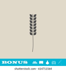 Wheat icon flat. Grey pictogram on light background. Vector illustration symbol and bonus button real estate, ottoman, vase, tv, fishing rod