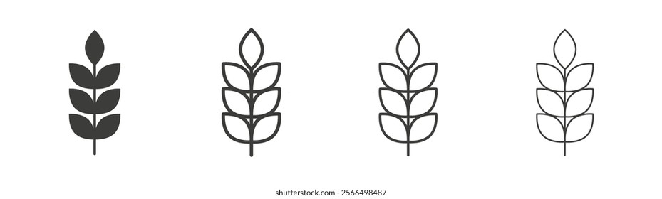 Wheat icon flat and linear vector illustration on white background.
