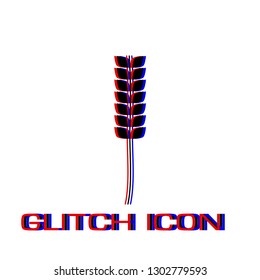 Wheat icon flat. Simple pictogram - Glitch effect. Vector illustration symbol