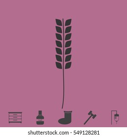 Wheat icon flat. Simple vector grey pictogram and bonus symbol