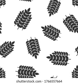 Wheat icon in flat style. Barley vector illustration on white isolated background. Harvest stem seamless pattern business concept.