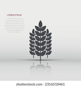 Wheat icon in flat style. Barley vector illustration on white isolated background. Harvest stem business concept.