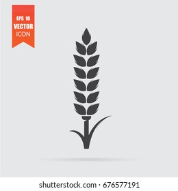 Wheat icon in flat style isolated on grey background. For your design, logo. Vector illustration.