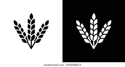 Wheat icon Flat vector set outline