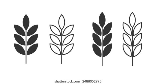 Wheat icon. Gluten free icon, wheat leaf, Agriculture line and flat icons set, editable stroke isolated on white, linear vector outline illustration, symbol logo design style, flour oat, dietary grain