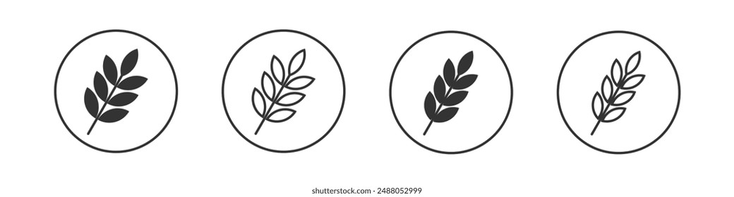 Wheat icon. Gluten free icon, wheat leaf, Agriculture line and flat icons set, editable stroke isolated on white, linear vector outline illustration, symbol logo design style, flour oat, dietary grain