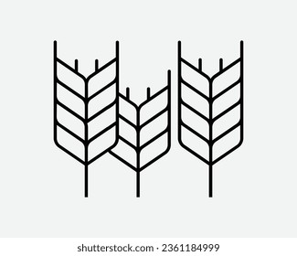 Wheat Icon Grain Farm Crop Rice Rye Barley Cereal Seed Corn Organic Plant Farming Black White Outline Shape Vector Clipart Graphic Artwork Sign Symbol