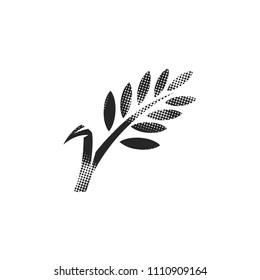 Wheat icon in halftone style. Black and white monochrome vector illustration.