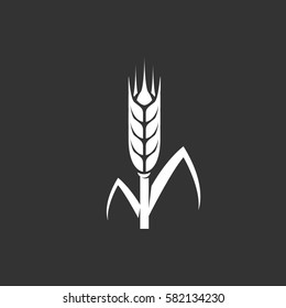 Wheat icon isolated on black background. Wheat vector logo. Flat design style. Modern vector pictogram for web graphics - stock vector
