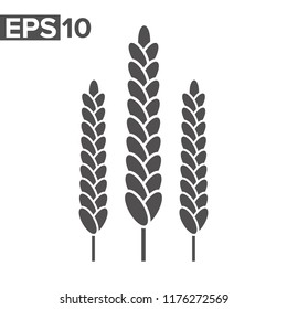 Wheat icon isolated on white background. Vector illustration.