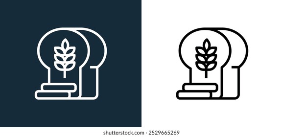 wheat icon isolated on white and black colors. wheat outline linear vector icon from bakery collection for mobile apps, web and ui.