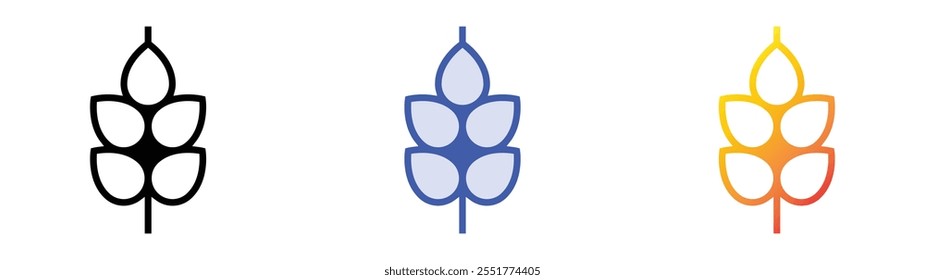 wheat icon. Linear, Blue Fill and Gradient Style Design Isolated On White Background