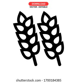 Icono de trigo o logotipo símbolo de signo aislado ilustración vectorial - iconos vectoriales de estilo negro de alta calidad
