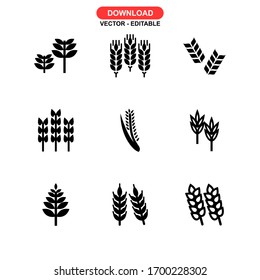 Icono de trigo o logotipo símbolo de signo aislado ilustración vectorial - Colección de iconos vectoriales de estilo negro de alta calidad
