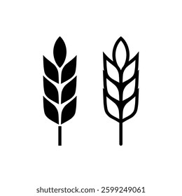 Wheat icon. Rice icon. Wheat grain. Gluten symbol. Wheat ears icon set vector illustration