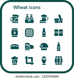 wheat icon set. 16 filled wheat icons.  Simple modern icons about  - Dark beer, Beer, Bread, Wheat, Waffle, Beer bottle, Muffin, Crop