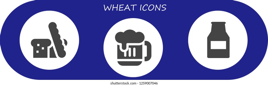  wheat icon set. 3 filled wheat icons. Simple modern icons about  - Bread, Beer, Beer bottle