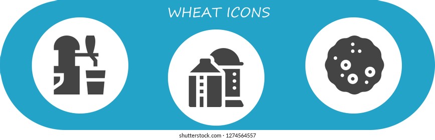  wheat icon set. 3 filled wheat icons. Simple modern icons about  - Beer, Silo, Bread