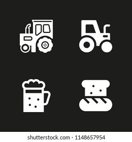 wheat icon set. beer, bread and tractor vector icon for graphic design and web