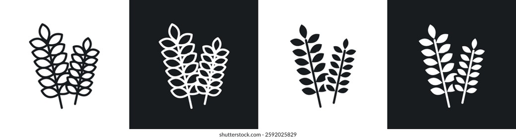 Wheat icon set black and white colors. Graphic Vector icons pack
