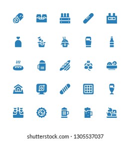 wheat icon set. Collection of 25 filled wheat icons included Waffle, Beer, Baguette, Crop, Land, Bread, Hop, Rice, Sack, Cinnamon roll