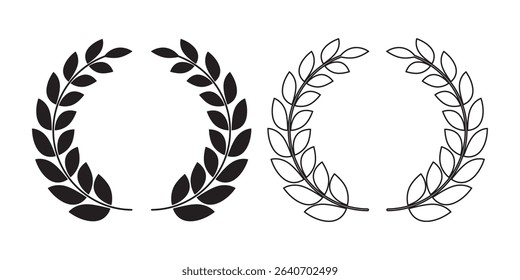 Wheat icon set. Collection of black wheat ear silhouettes, ideal for agriculture logos, organic product labels, and rural themed designs. Vector illustration. EPS 10.