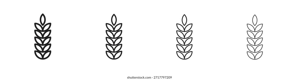 Wheat icon set. A collection of simple black thin strokes icons
