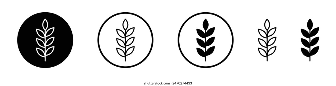 Wheat icon set. Flour oat vector symbol in dietary grain sign style. Malt plant sign. Cereal whole plant icon.