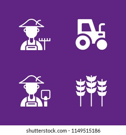 wheat icon set. grains, farmer and tractor vector icon for graphic design and web