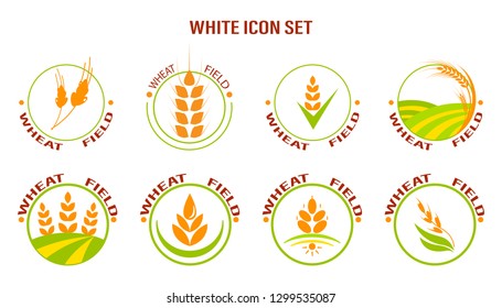 Wheat icon set on white background. Vector illustration. Suitable for labels.