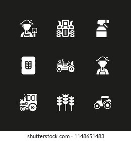 wheat icon set. wheat, tractor and grains vector icon for graphic design and web