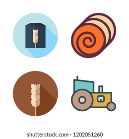 wheat icon set. vector set about cereal, hay, tractor and wheat flour icons set.