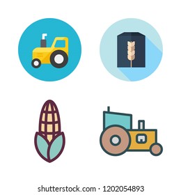wheat icon set. vector set about wheat flour, chestnut icon and tractor icons set.