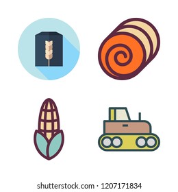 wheat icon set. vector set about wheat flour, chestnut icon, tractor and hay icons set.