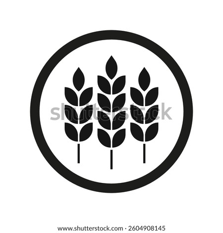 Wheat icon. Silhouette wheats isolated on white background. Spikelet grain. Malts spike. Malt beer. Barley or corn for flour print design. Cereal ear. Seed millets. Oat farming. Vector illustration
