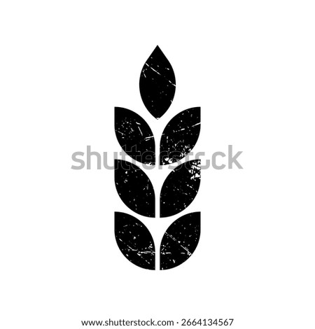 Wheat icon. Silhouette wheats isolated on white background. Malt beer. Malts spike. Spikelet grain. Barley or corn for flour print design. Cereal ear. Seed millets. Hand draw liaf. Vector illustration