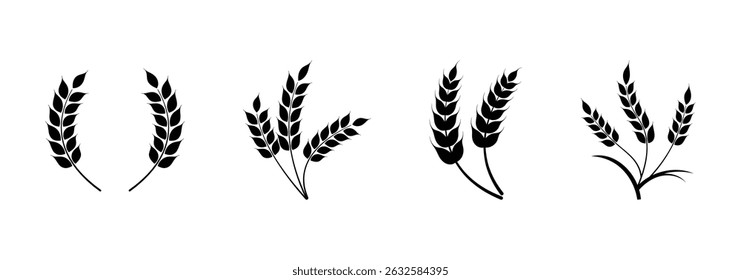 Wheat icon. Wheat silhouettes. Wheat vector icons. Wheat symbol set on white background.